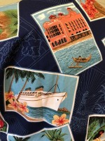 1940s/50s Tea Timer Blouse - Royal Hawaiian Travel print