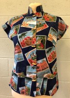 1940s/50s Tea Timer Blouse - Royal Hawaiian Travel print