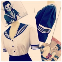 1940s sailor blouse - navy