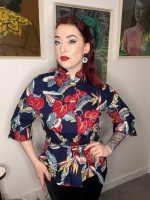 Teatimer Lounge Blouse - navy anthurium