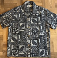 1940s Hawaiian shirt - Blue Tiki Tapa