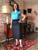 1950s Pencil Skirt - Black Fleck