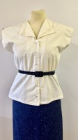 1950s double collar blouse - cream fleck