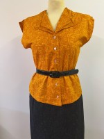 1950's Double Collar Blouse - Tangerine fleck
