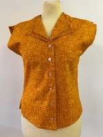 1950's Double Collar Blouse - Tangerine fleck