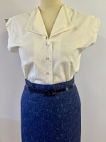 1950s Pencil Skirt - Navy Fleck