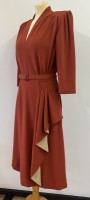 1940s ruffle dress - rust