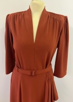1940s ruffle dress - rust
