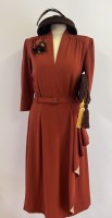 1940s ruffle dress - rust