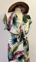 1940s wide leg lounge pants and tie top -palm leaf