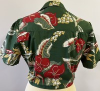 1940s tie blouse - green anthurium