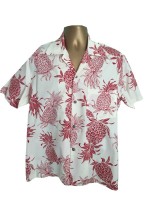 1940s Style Hawaiian Shirt - Red Pineapples