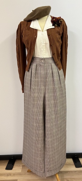 1930s/40s Oxford Bags wide leg trousers- brown checks