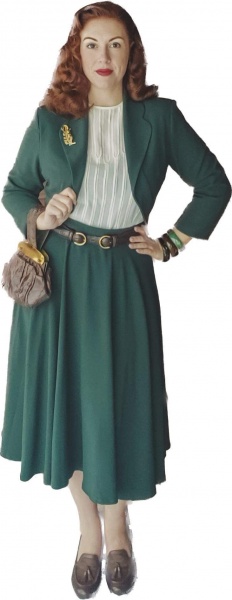 1940s/50s Swing skirt & Jacket Set - Bottle green