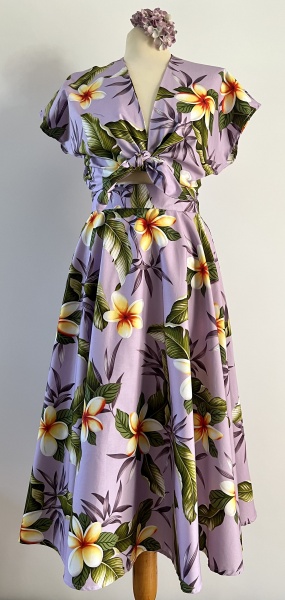 1950s Circle skirt & tie top - lilac plumeria