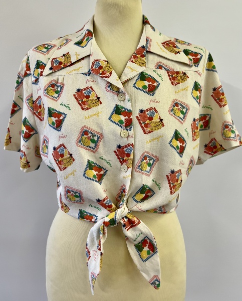 1940s tie blouse - tutti frutti