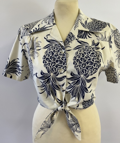 1940s tie blouse -  pineapple