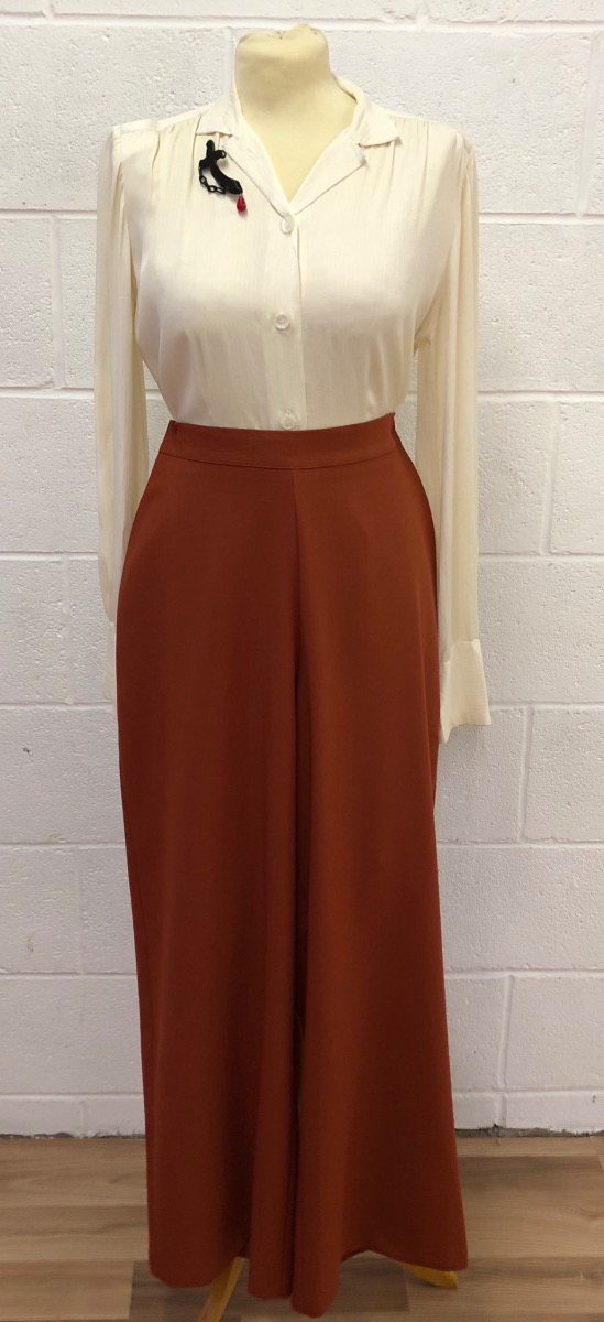 1940s wide leg trousers rust 