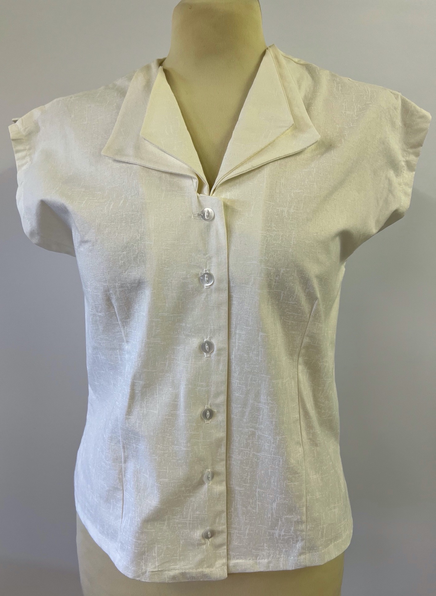 1950s double collar blouse - cream fleck