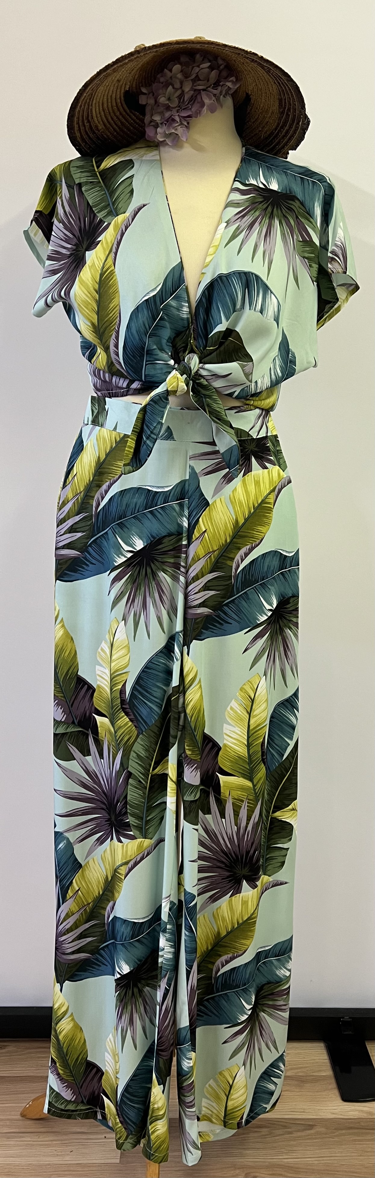 1940s pants tie top palm leaf aqua missbamboo